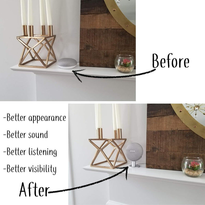 Mount Genie Google Home Mini Pedestal: Improves Sound Visibility and Appearance - Cleanest Mount Holder Stand for Google Mini - Designed in USA (White)