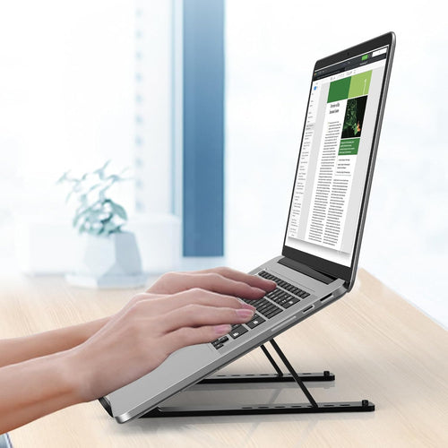 Nayka Adjustable Laptop Stand, Portable Laptop Riser for Desk, ABS+Silicone Laptop Holder, Foldable Ventilated Cooling Notebook Stand for 10-15.6" Laptops,Tablets
