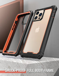 Poetic Guardian Series Case Compatible with iPhone 13 Pro 6.1 inch, Full-Body Hybrid Reinforced Shockproof Protective Rugged Clear Bumper Cover Case with Built-in Screen Protector, Black/Clear