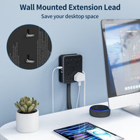 NTONPOWER 4 Way Extension Lead with USB Slots 3250W 13A 1.6M for Home | 4 Way Extension Lead,3 USB-A Ports,Wall Mounted ,Multi Plug