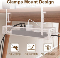 Under Desk Cable Management Tray, 15.4'' No Drill Cable Management Mesh Wire Organizer Side Opening Design for Home, Office, Internet Cafe, Kitchen, White