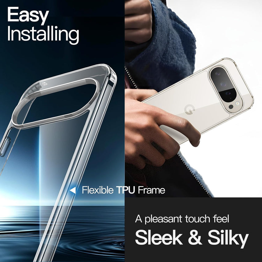 JETech Case for Google Pixel 10/10 Pro 2025, Non-Yellowing Shockproof Bumper Protective Phone Cover, Anti-Scratch Hard PC Back (Clear)