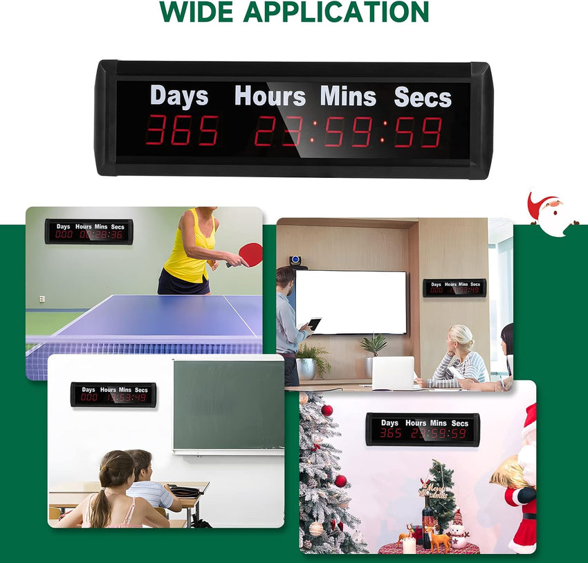Spolehli Days Countdown Clock, Yearly Countdown Clocks Up to 999 Days with Hours Minutes Seconds for Retirement Christmas Wedding, Remote Control Led Countdown/Timing Up Timer Wall Clock (1.0'')