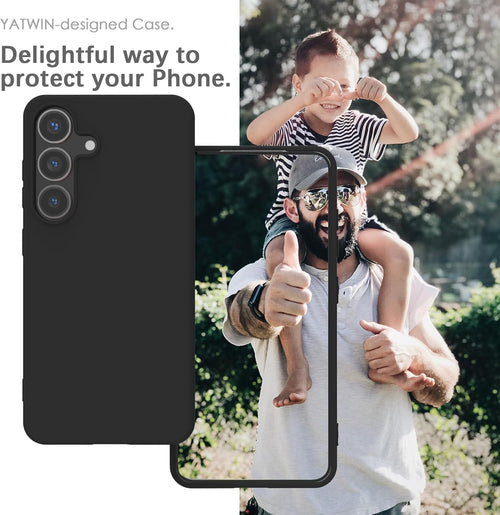 YATWIN Silicone Case for Samsung Galaxy S25, Soft-Touch, Shockproof, DustProof, Antiskid Phone Cover for Samsung Galaxy S25 - Black