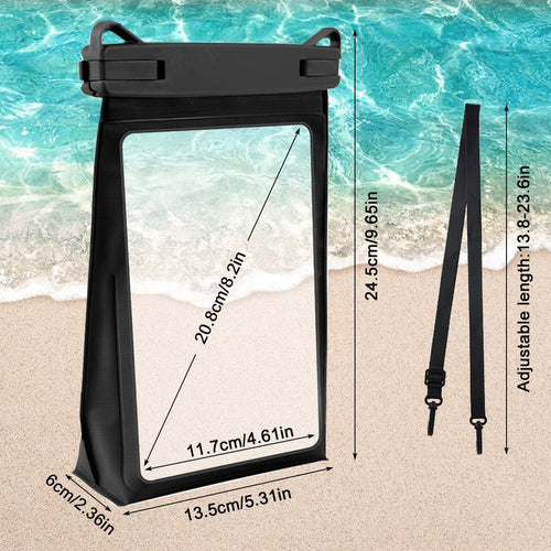 Large Waterproof Phone Pouch, IPX8 Water Proof Phone Case Bag, Underwater Phone Dry Bag with Adjustable Lanyard, Compatible with iPhone 15/14/13 Pro Max, Galaxy S25 S24 S23 HuaWei P60 Mate60 Up to 7''