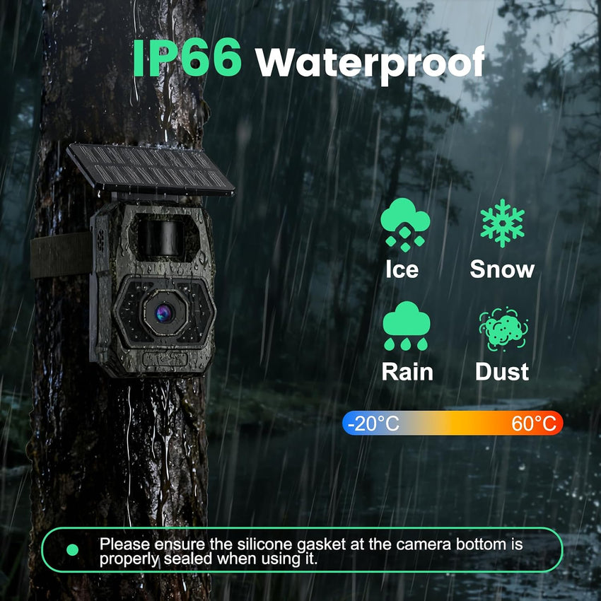 Cellular Wildlife Camera 2K 48MP Solar Night Vision Motion-Activated â Built-in 6000mAh