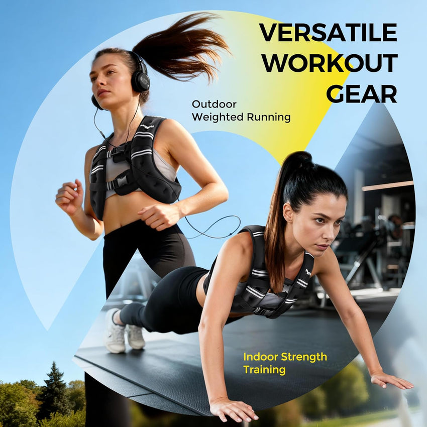 PACEARTH Weighted Vest with Ankle/Wrist Weights 7.3 kg Body Weight Vest with Reflective Stripe, Size-Adjustable Workout Equipment for Strength Training, Walking, Jogging, Running for Men Women