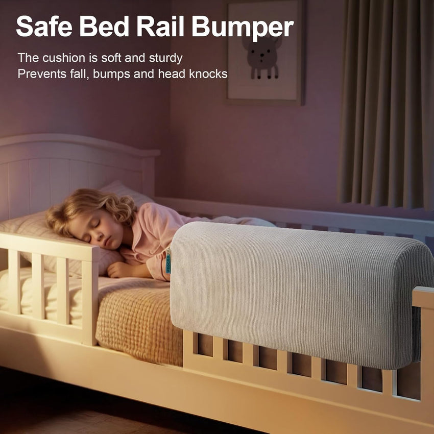 Toddler Bed Bumper Protector Soft Memory Foam â Grey 90cm