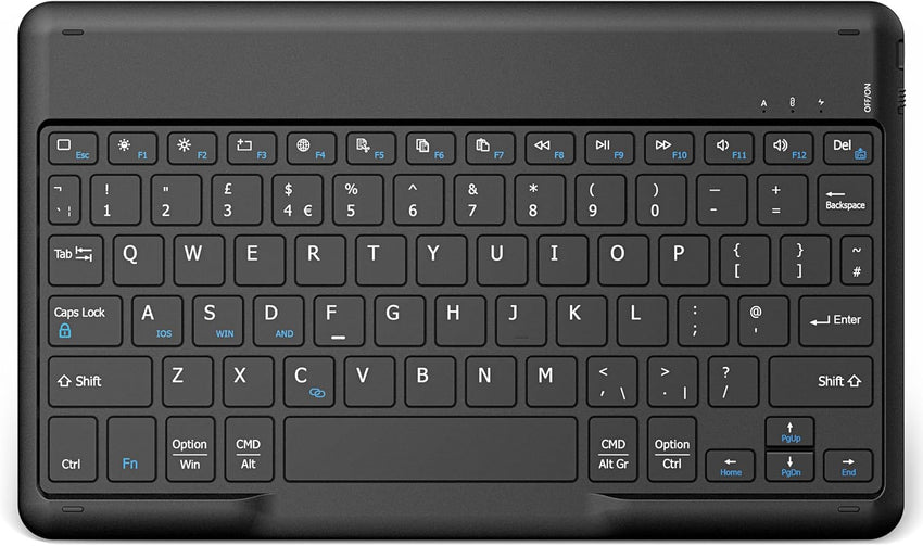 EasyAcc Bluetooth Keyboard, Ultra-Slim Wireless Keyboard UK Layout Quiet Portable Design with Built-in Rechargeable Battery for iOS, Mac, iPad, Windows and Android, Black