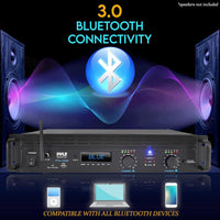 Pyle Bluetooth Stereo Amplifier - 2000W Home Audio Receiver with XLR/TRS Inputs, Rack Mount, Cooling Fans - Surround Sound Amp for Home Theatre, DJ, Studio, AV Systems