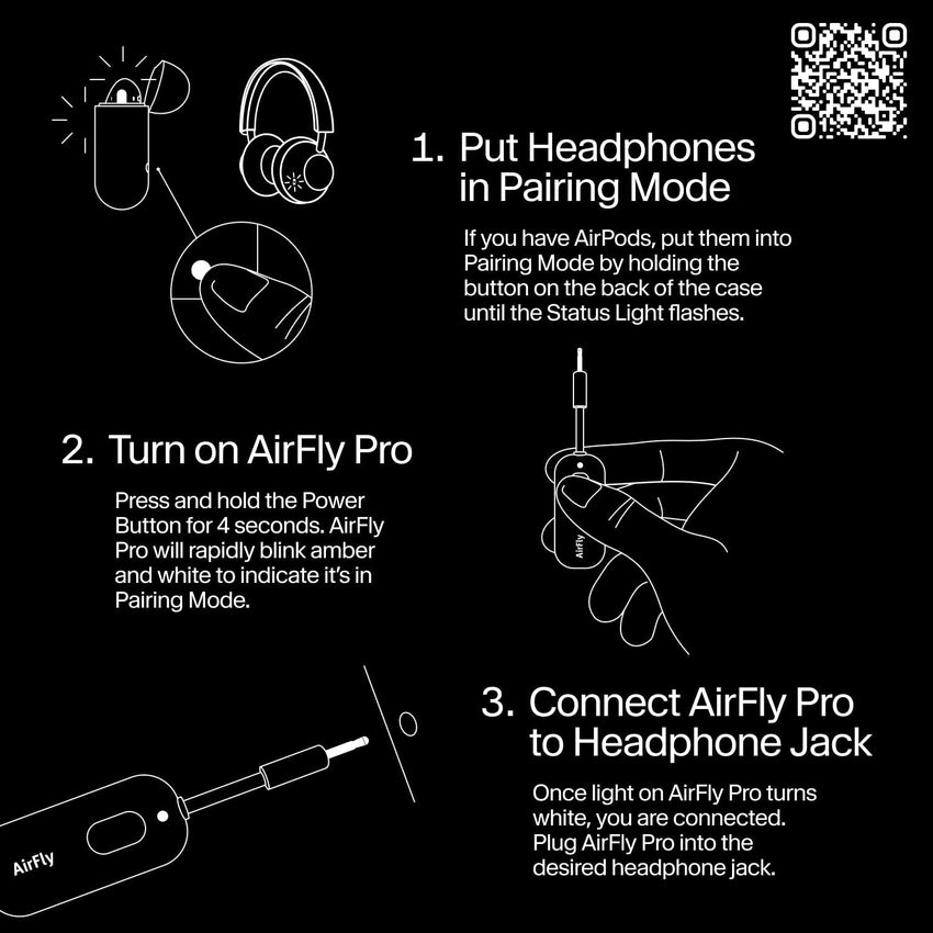 Twelve South AirFly Pro Bluetooth 5.0 Transmitter/Receiver for TV/Airplane to 2 Wireless Headphones - Wireless Adapter for AirPods, Airplane, Car, Gym, Home, Use With Any 3.5 mm Audio Jack, Black