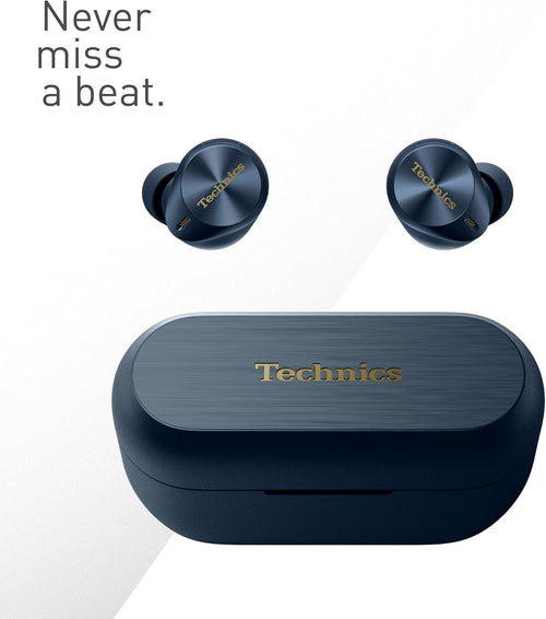 Technics EAH-AZ80E-A Wireless Earbuds READ DESC with Noise Cancelling, Bluetooth, Comfortable In-Ear Earphones with Built-in Microphone, Customisable Fit, Up to 7 Hours Playtime, Midnight Blue