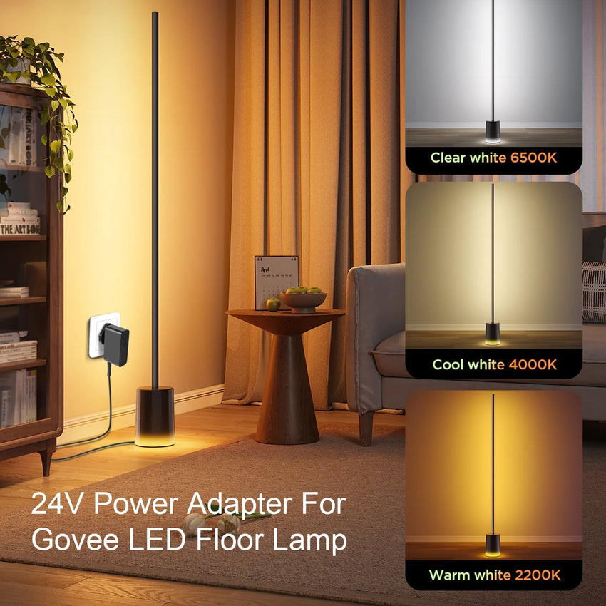 24V Power Supply, AC 240V to 24 Volts DC Transformer Power Adapter for Govee H6076 LED Floor Lamp, Led Strip Lights, Humidifier, Air Purifier, CND LED Lamp, Eufy X8 T2261 T2262 UK Plug Charger