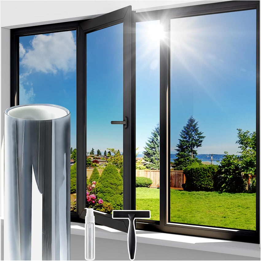 Lifetree One Way Clear Window Film Privacy : Heat Reflective Mirror Window Film Anti Glare, UV Window Tint Film Sun Blocker for Hom Office (Silver-silver, 75 * 200cm)