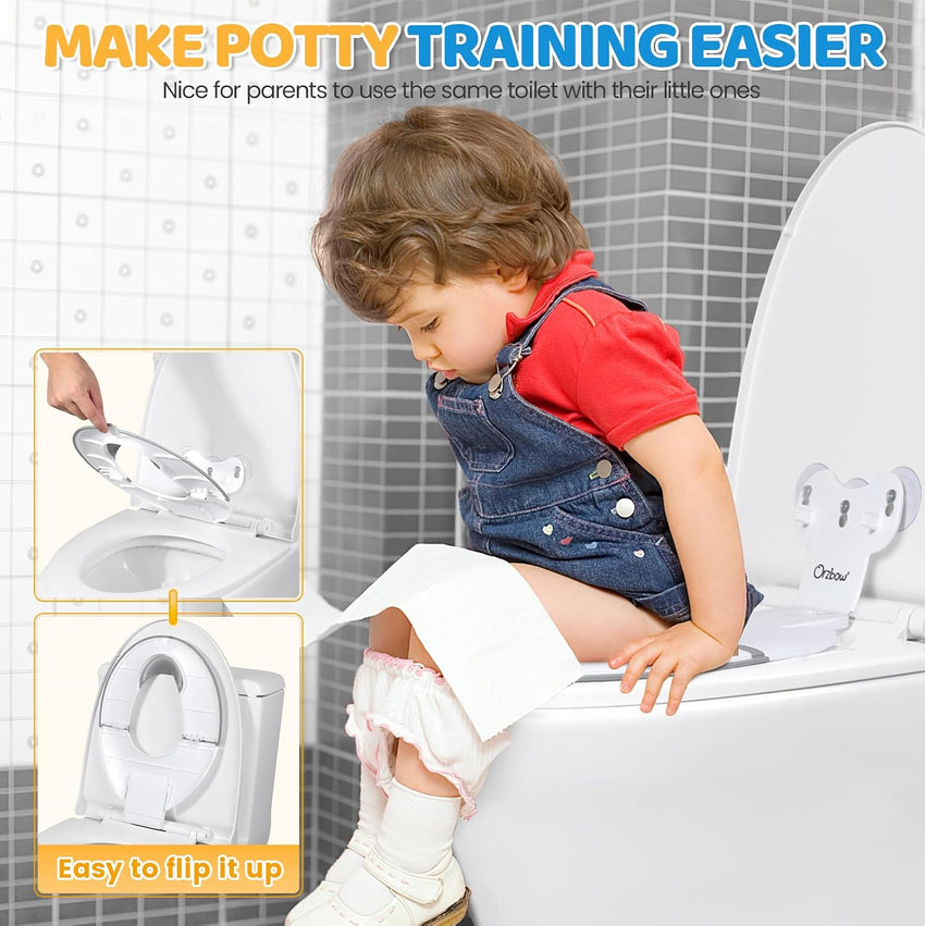 Foldable Toilet Seat for Children Portable with Soft Rubber Barrier â White