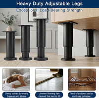 Adjustable Furniture Legs 10 16.5in/25 42cm Metal Bed Frame Support 4pcs Black