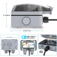 Weatherproof Outdoor Socket Waterproof Double Socket 3M Extension Lead IP66 Switched Wall Electrical Outlet 13 Amp 2 Gang Power Socket, Garden Outside Plug Sockets Cover Box