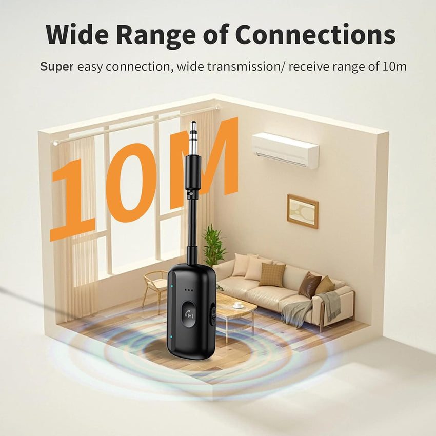 MOXYOY Bluetooth 5.4 Transmitter Receiver, 2-in-1 Wireless Aux Bluetooth Adapter, 3.5mm Jack Connection Compatible with Car, Airplane, TV, Headphone, Airpods, Speaker