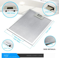 Cooker Hood Filter Replacement 300X240mm, 4-Layer Aluminum Mesh Hood Vent Filter, HR Huare Technology Aluminum Range Hood Grease Filters,2Pack