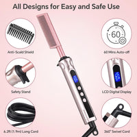 Ceramic Heated Hot Comb Straightening Brush for Wigs & Afro Hair Black