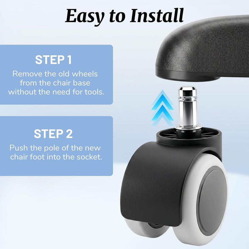 Heavy Duty Rubber Chair Castors 5-Pack Swivel Replacement Wheels