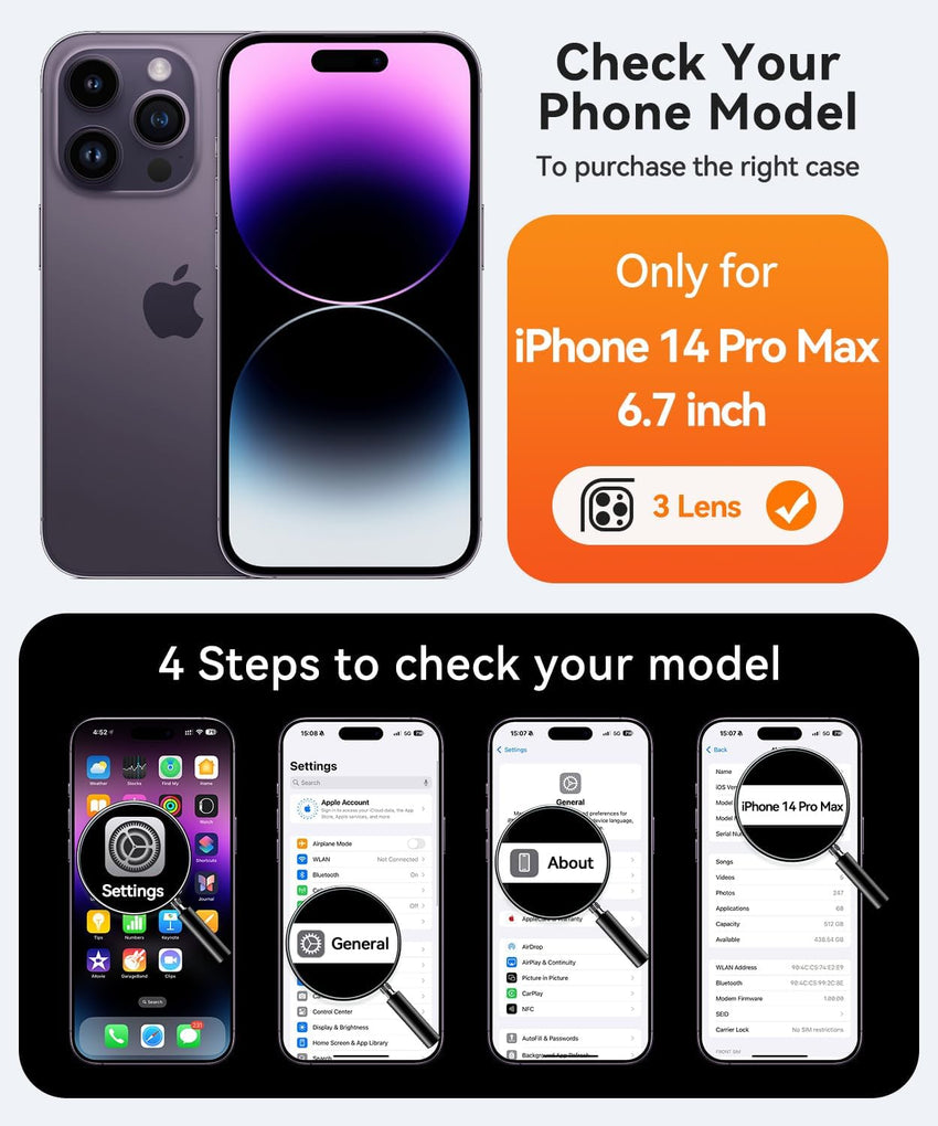 CANSHN Magnetic Shockproof for iPhone 14 Pro Max Case, Deep Purple
