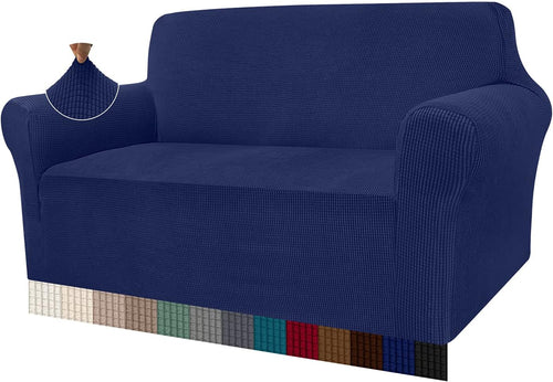 Granbest High Stretch Sofa Covers 2 Seater Super Soft Loveseat Cover Universal Couch Covers Jacquard Sofa Cover for Dogs Non Slip Furniture Protector Machine Washable (2 Seater, Navy Blue)