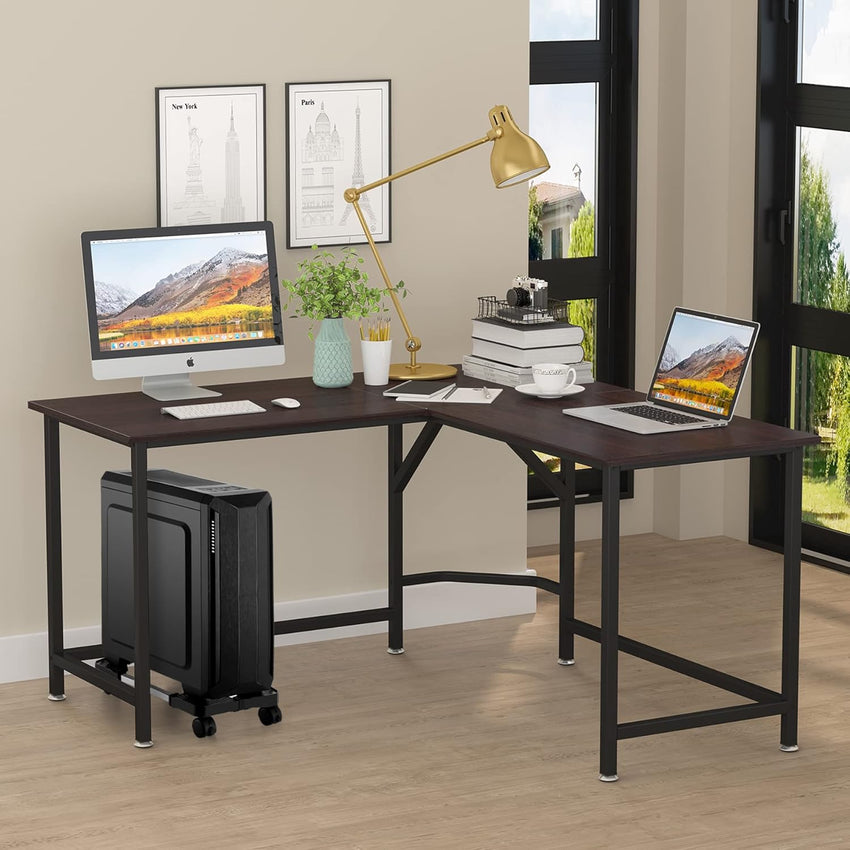 Hmseng Pc Stand, Adjustable computer tower stand, Cpu Stand with 4 Rolling Caster Wheels,Fits Most PC Under Desk-Black