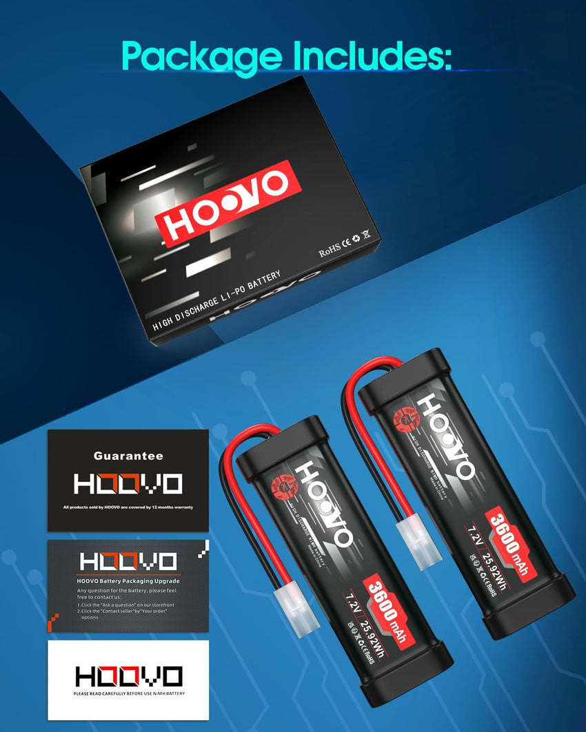 RC NiMH Battery 7.2V 3600mAh High-Capacity for Models x2 7.2V 3600mAh