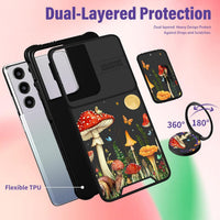 for Samsung Galaxy S21 Ultra Case - [2in1] Women Girls Cute Mushroom Phone Cover Ring Holder Stand Girly Pretty Unique Fashion Slide Camera Cover Design for Samsung S21 Ultra Case 6.8"