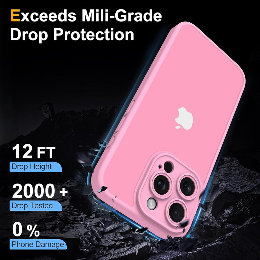 Mootobo for iPhone 15 Pro Case 6.1-Inch, Matte Shockproof Bumper Phone Cover, Military-Grade Protection Ultra Slim 360^0Full Body Frosted Translucent Back Phone case for iPhone 15 Pro (Pink)