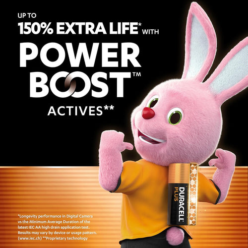 DURACELL Plus AA Batteries (24 Pack) - Alkaline Batteries 1.5V - Up to 150% Extra Life with POWER BOOST Actives- Reliability For Everyday Devices - 0% Plastic Packaging - 10-Year Storage - MN1500