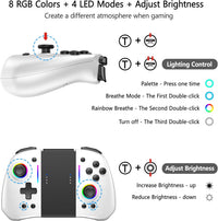 Wireless Pro Controller for Nintendo Switch Split-Design 8-RGB Adjustable Turbo For Switch