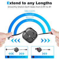 ASICEN Multi Charger Cable, 3 in 1 Retractable Phone Charger[1.2M 4.5A], USB Multi Charging Cable with Lightning/Type C/Micro USB for iPhone 16/15/14/13/12/Galaxy/Huawei/PS/LG/Tablets-2Pack