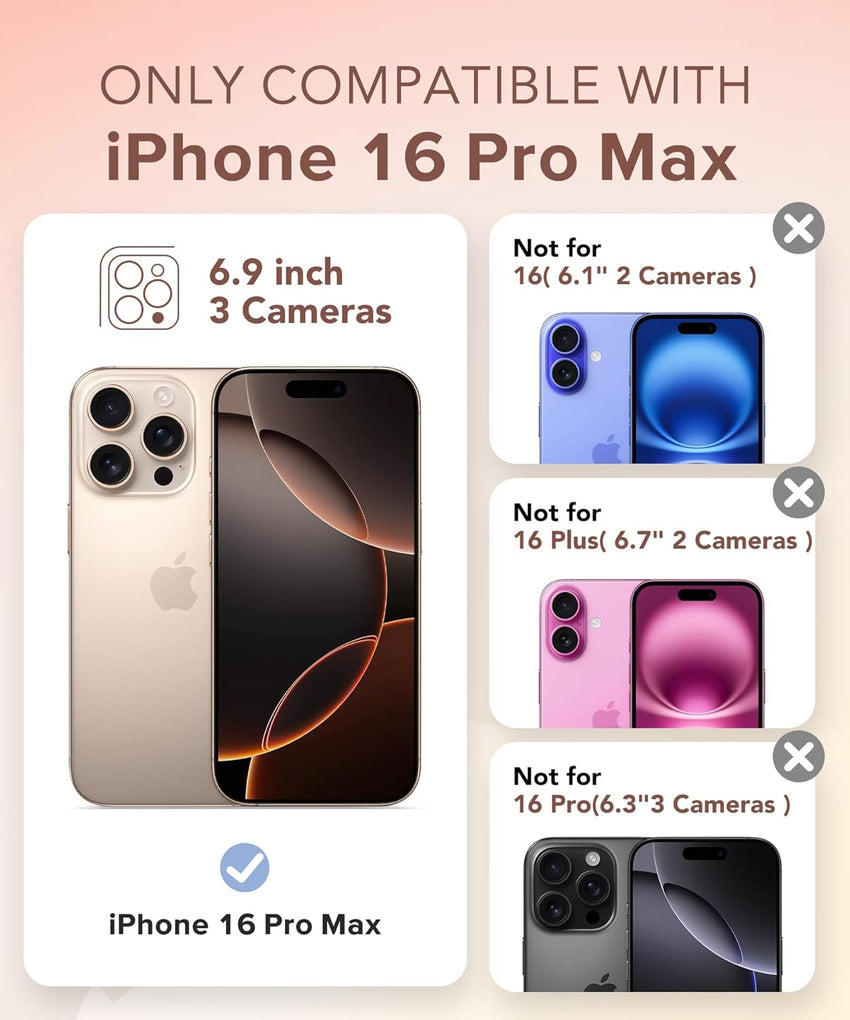 BERFY Magnetic Case for iPhone 16 Pro Max, [Compatible with Magsafe], with 2X Screen Protector + 2X Camera Lens Protector, Clear Sparkle Cute Shockproof Hard Phone Case for Women 6.9", Shiny Clear