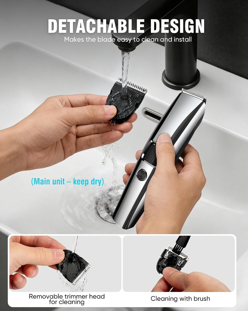 Beard Trimmer 1-10mm Zoom Wheel Cordless USB Rechargeable with Battery Indicator Silver