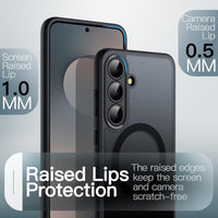 JETech Magnetic Case for Samsung Galaxy S25 FE, Compatible with MagSafe, Translucent Matte Back Shockproof Phone Cover (Black)