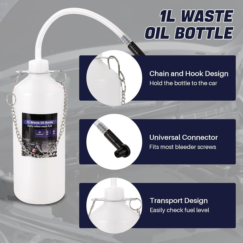 DASBET 3L Manual Brake Bleeder Kit with 1L Fluid Bottle & Adapters Professional