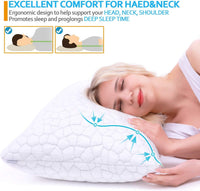 CompuClever Shredded Memory Foam Pillows for Sleeping Cooling Bed Pillow with Adjustable Loft Hypoallergenic Bed Pillows for Side and Back Sleepers Washable Removable Derived Rayon Cover (1-Pack)