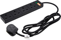 pro elec 2 m 4 Socket Surge Protected Extension Lead with Neon On Light - Black