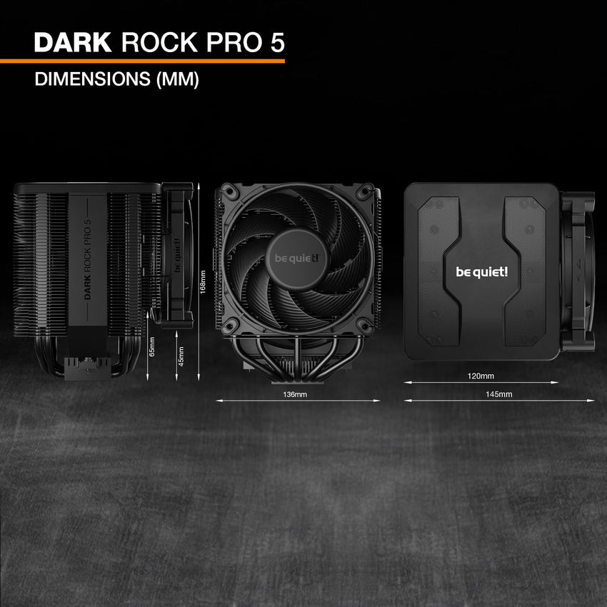 be quiet! Dark Rock Pro 5 CPU Air Cooler 7 Heat Pipes High Airflow Silent Fans Black