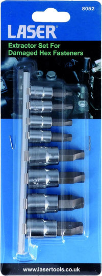 Laser 8052 Extractor Set for Damaged Hex Fasteners Variety Pack