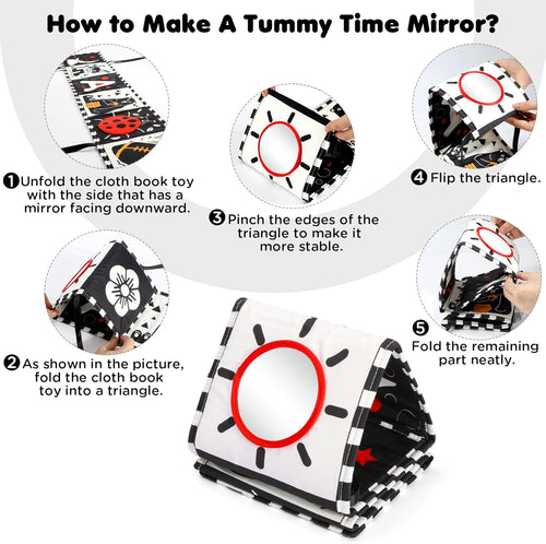 URMYWO Baby Toys 0-6 Months, Black and White Sensory Toys Brain Development, Tummy Time Toys, Soft Baby Book, Baby Essentials for Newborn 0-6-12 Months Montessori Toy Gifts