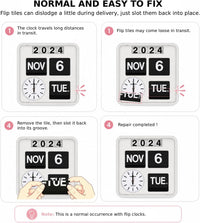Flip Desk/Wall Calendar Clock Square 24cm Year Month Date Day Display INCL BATTERIES White