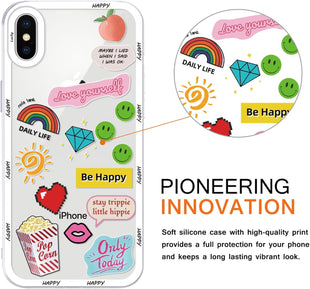 Yoedge 2 Pack Set Suitable for iPhone XS Max Transparent 6,5", Phone Case With Cute Bear Cute Fun Aesthetic Pattern Cover, Soft Glass Silicone Shockproof Protective, for iPhone XS Max