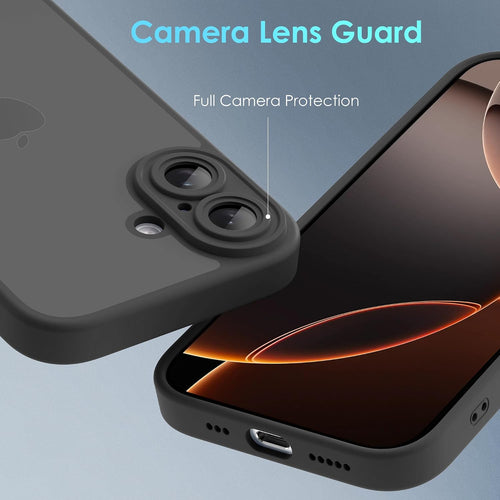 Mootobo Designed for iPhone 16 Plus Case 6.7 inch, Military-Grade Protection 360^0 Full Body Frosted Translucent Back Phone Cover, Anti-Fingerprint Slim Shockproof Phone Case for iPhone 16 Plus - Black