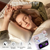 Wireless Sleep Earbuds 48H Battery 5 EQ Modes HiFi Stereo Lightweight Purple