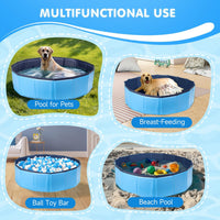 Nobleza Dog Pool Extra Large Foldable Pet Dog Paddling Swimming Pool for Dogs Puppy Portable PVC Non-Slip Outdoor Dogs Bathing Tub for Garden Patio Bathroom 160x30cm Blue