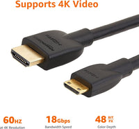 Amazon Basics High Speed Mini HDMI (Source) to HDMI (Display) Cable, 1.8 m, Black