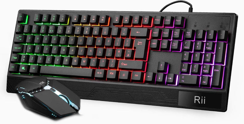 Rii Gaming Keyboard and Mouse,RGB Light Up Keyboard and Mouse Set for PS4,Xbox for Gaming,Working-UK Layout